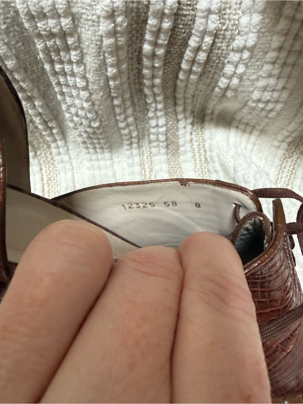 Freda Salvador Chestnut Croc-Embossed Lace-Up Flats - Picture 4 of 7